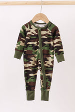 Classic Camo bamboo zipper romper