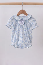Navy bunny embroidery floral peter pan collar bubble