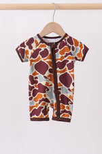 Camouflage print bamboo pajama romper