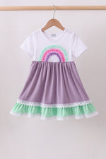 Purple lace rainbow ruffle dress