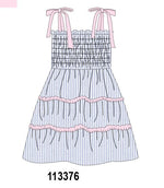 Blue Stripe Smocked Mom Dress