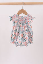 Pink Floral Smocked Knit Bubble
