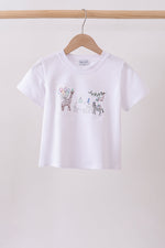 White Animal Embroidered Knit Top
