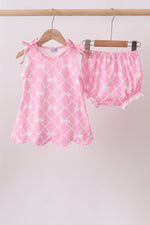 Pink Bow Knit Bloomer Set