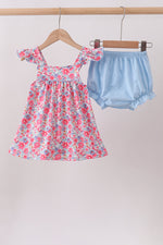 Pink Floral Knit Bloomer Set