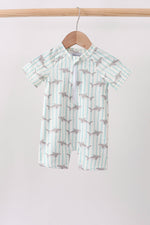 Green Stripe Shark UPF Swim One-Piece