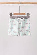 Green Stripe Shark UPF Swim Trunks