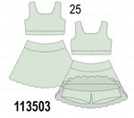 Green Scalloped Yoga Skorts Set
