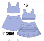 Violet Scalloped Yoga Skorts Set