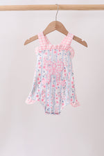 Pink Floral Bow Applique Bow Bubble