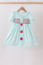 Blue Apple Smocked Dress