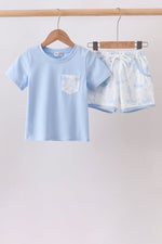 Blue Sailboat Shorts Set