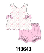 Pink Bow Print Bloomer Set
