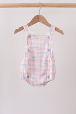 Pink Gingham Bow Print Lace Bubble
