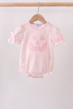 Pink Jack-O-Lantern Applique Bow Bubble