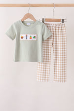 Green Scarecrow Embroidery Pants Set