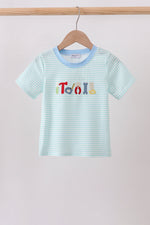 Blue Tool Embroidery Stripe Top
