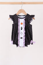 Black ghost spider embroidery ruffle bubble