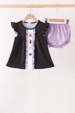 Black ghost spider embroidery ruffle bloomer set