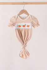 Khaki Pumpkin Embroidery Gown