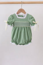 Sage collar smocked lace bubble