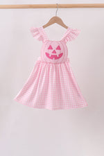 Pink Jack-O-Lantern Applique Ruffle Dress