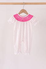 Pink bow pearl romper