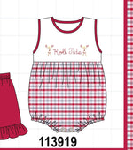Red Alabama Roll Tide Embroidery Plaid Bubble