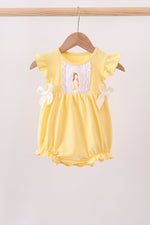 Mustard character embroidery ruffle bubble