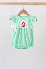 Green character embroidery ruffle bubble