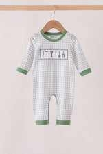 Green tools embroidery romper