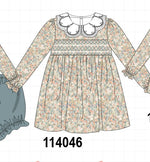 Floral smocked lace dress
