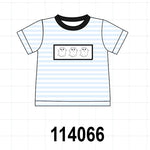 Blue Ghost Embroidery Stripe Top