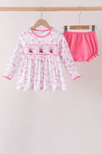 Pink Cowboy boots Smocked Bloomer Set