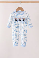 Blue Cowboy Smocked Romper