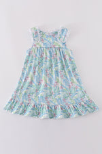 Tropical rainforest plant print dress