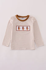 Brown stripe duck embroidery top