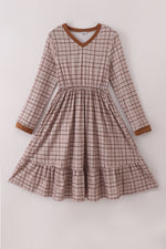 Brown plaid mom dress