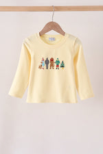 Beige character embroidery top
