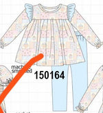 Pink pumpkin ruffle pants set