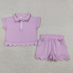 Pink Scalloped Polo Set