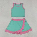 Mint Performance Scalloped Skorts Set