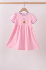 Pink ghost pumpkin embroidery dress