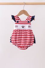 Red stripe flag fireworks embroidery ruffle bubble