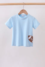 Blue football applique top