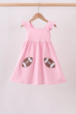 Pink football applique everyone has fun dress