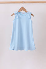Blue Scalloped Bow Dress