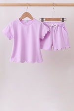 Purple Scalloped Shorts Set