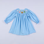 Blue nativity hand smocked dress
