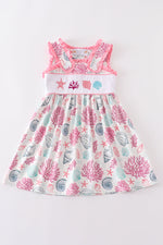 Pink Shell Embroidered Dress